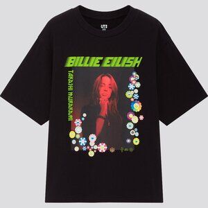 Uniqlo Billie Eilish by Takashi Murakami Flower Graphic T-Shirt Black Small USED